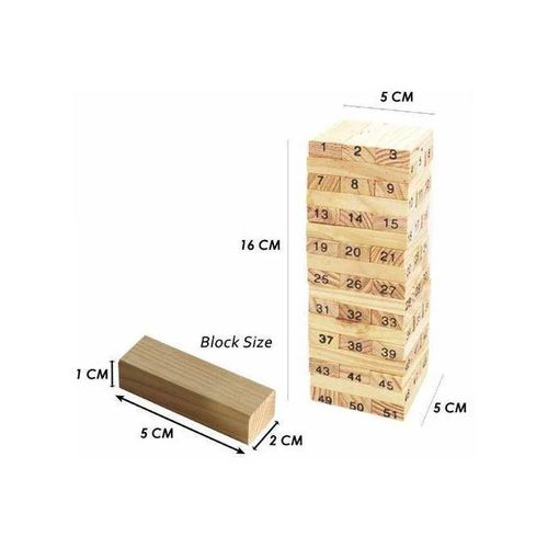 54PCS Wooden Jenga Blocks Stacking Tower Game Educational Balance Building Blocks Family Party Game For Kids And Adults