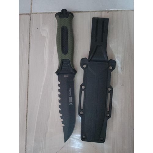 Fixed Blade Hunting Knife Rambo I 475 Stainless Steel Blade I Rubber Handle I wPlastic Sheath I Hunting I Camping I Outdoor I Black Blade