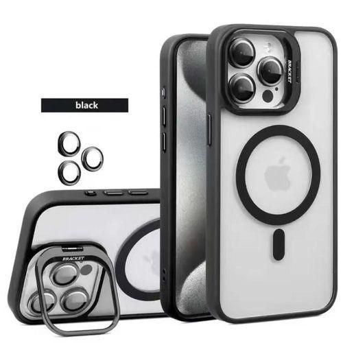 Magnetic phone case for iPhone 13 pro Case, Full-Body Shockproof MagSafe Case, Built-in Stash Stand, 1 Set of Individual Lens Protectors