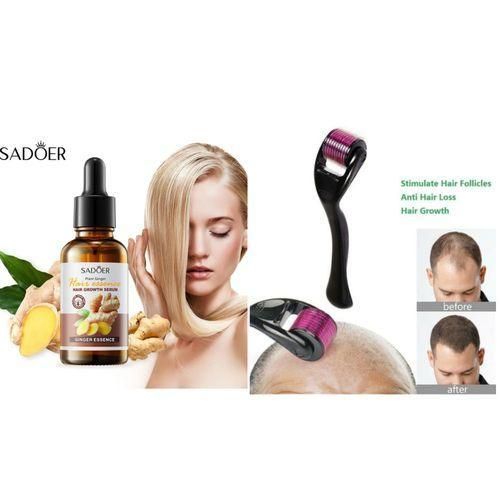 Derma Roller Hair Growth, Beard Growth, Micro Needles 0.5mm + Free Sadoer Hair Growth Essence