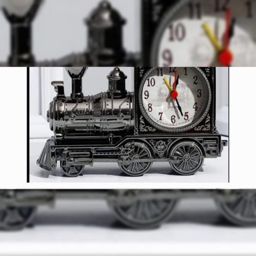Grey Retro locomotive alarm clock