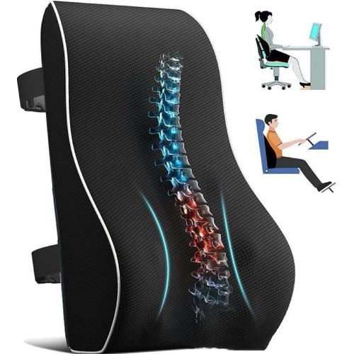 Backrest Memory Foam Pillow for Office Chair Car Seat and Home Use Lumbar Support Cushion Ergonomic Comfort Pain Relief Posture Correction Breathable Soft Durable Design