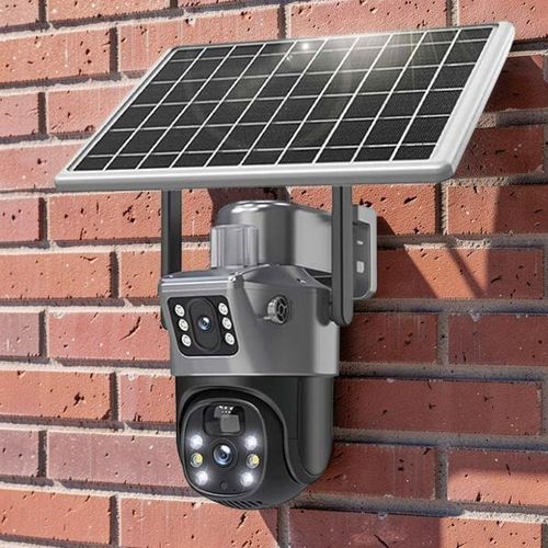 V380 Pro App Remote Control And Monitoring System 12MP 4G PTZ Rotating Dual Lens Solar Camera