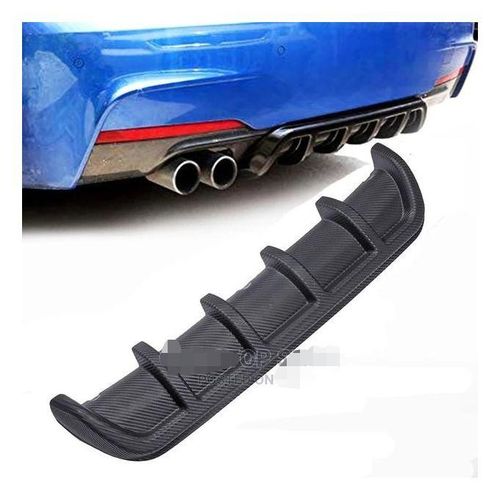 niversal 25"x5" Black ABS Rear Shark Fin Style Curved Bumper Lip Diffuser 6 Fin Kit