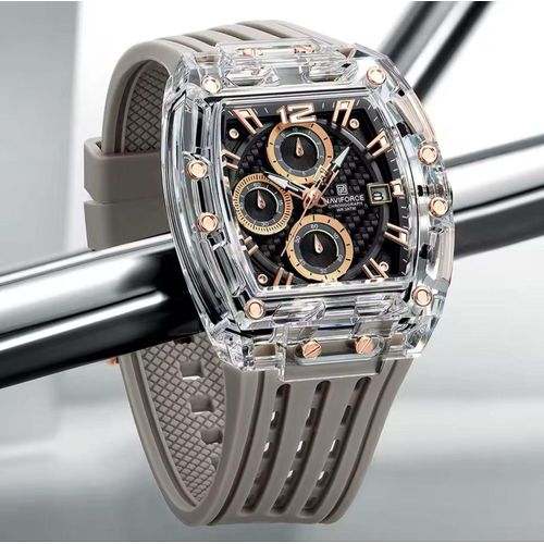 NAVIFORCE NF7105 Men's Watch – Transparent Chronograph Face, Silicon Strap, Waterproof Build