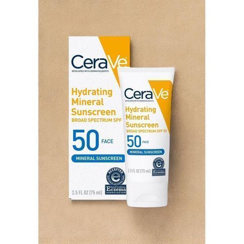 CeraveeHydrating Mineral Sunscreen Face SPF 50Yellow-Non Greasy Suitable For Sensitive Skin
