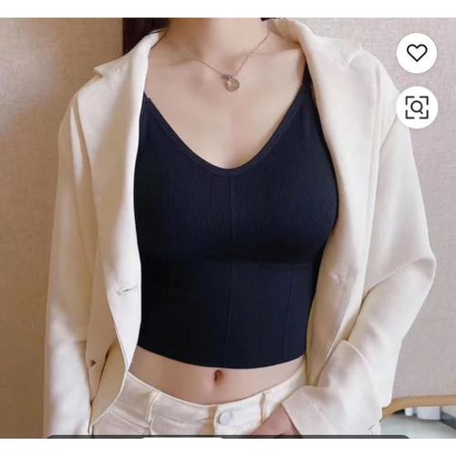 Women’s Chic Bandeau Bralette Spaghetti Strap Crop Top – Stylish Sleeveless Casual Tank Top For Summer, Layering & Everyday Wear