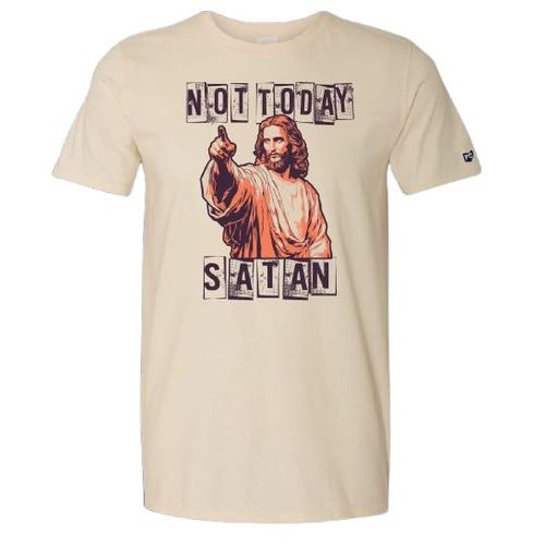 Funny Christian T-Shirt Not Today Satan Viral Faith Meme Tee Casual Cotton Shirt funny christian t shirt viral christian meme tee faith humor shirt church meme t shirt