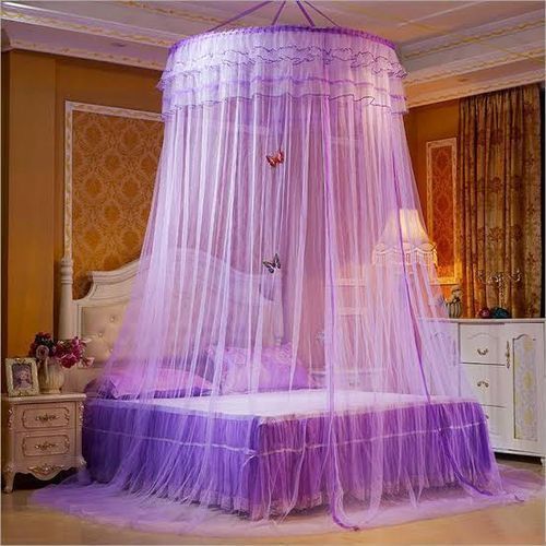 Purple Round Mosquito Net For Single Bed-FREE SIZE