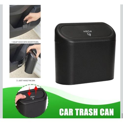 Portable Car Trash Can With Lid Hanging Storage