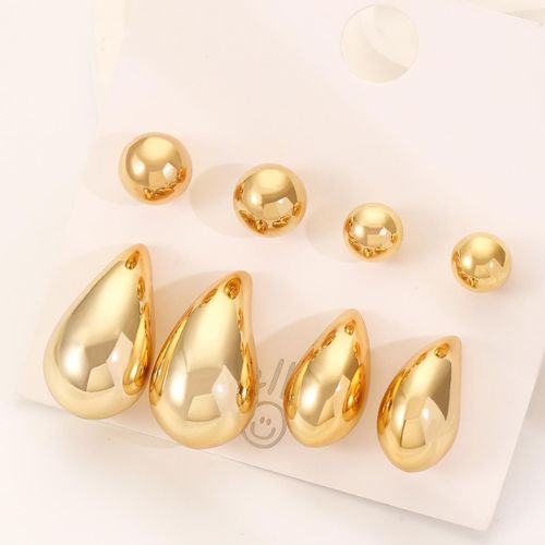 Women's Vintage Elegant Teardrop Stud Earring Set - Gold