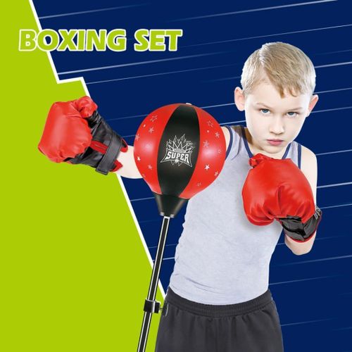 Kids Boxing Set with Gloves Adjustable Punching Bag Stand