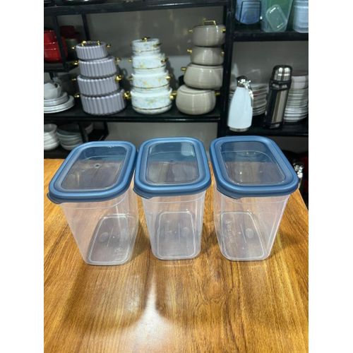 3-Piece Food Fridge Containers Set 2L, Airtight Stackable Leftover Storage Boxes & Meal Prep Organizers