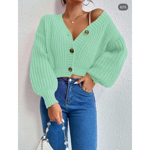 Womens Crop Mint Breeze Luxe Knit Cardigan - One Size For All