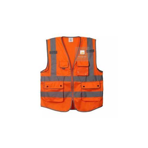 Orange Reflective Vest With Pockets