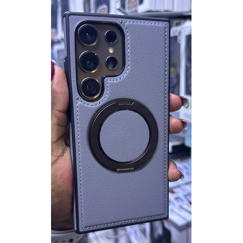 Leather case for Samsung S23 ultra with rotating ring stand