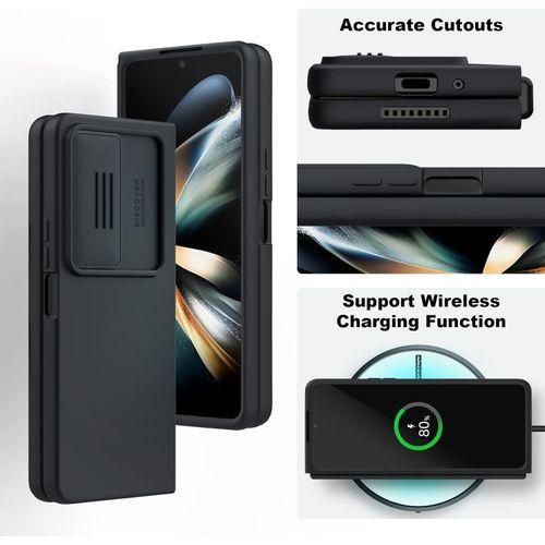 Nilkin Shockproof Protective Phone Case with Slide Camera Cover, CamShield Silky Liquid Silicone Case for Samsung Galaxy Z Fold 4 5G