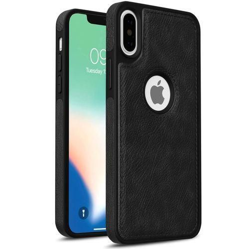 Black Full Hard Case Classic Soft PU Leather Cover Case For IPhone X