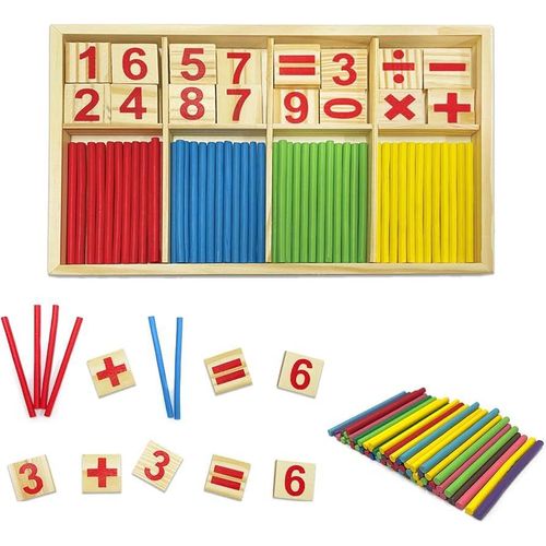 Montessori Math Learning Set – Wooden Counting Sticks & Number Blocks for Kids