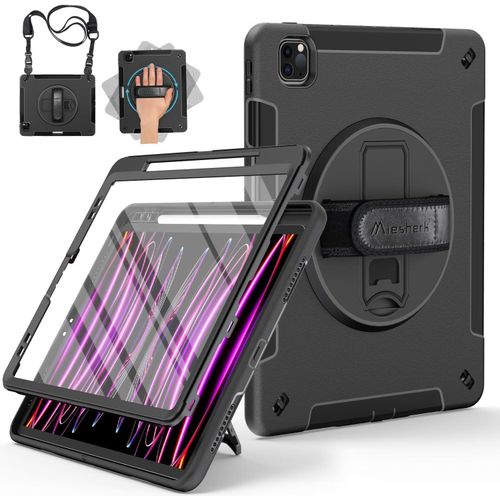 Military Grade 3 Layer Full Body Protective Case for iPad Pro 12.9 inch 6th/5th/4th/3rd Generation-Screen Protector-Pen Holder-Rotating Stand-No strap