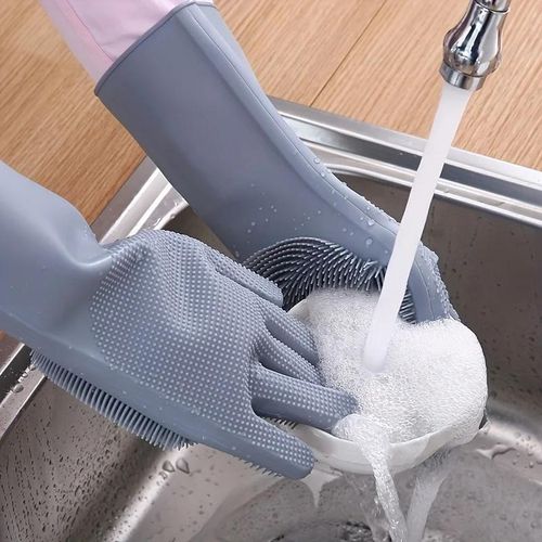 Silicone Dish Washing Gloves, Cleaning Gloves, Dishwashing Gloves, Silicone Hand Gloves for Kitchen Dishwashing and Pet Grooming