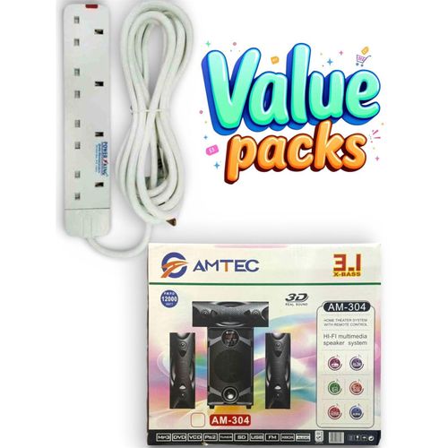 sweet home AM-304 3.1CH X-BASS Multimedia Home Theater System – 12000W PMPO//plus free 4 way extension