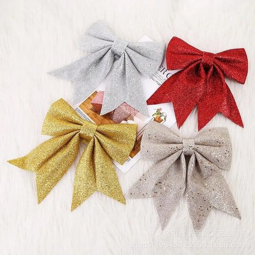 Christmas Glitter Ribbon Bows Large Mesh Bowknot Christmas Decorations for Tree, Gifts, and Home – Elegant Festival Party Décor Accessories