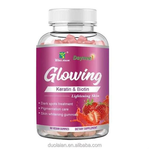 Glowing Keratin Biotin Skin Whitening Gummies Brightening Smooth Skin Care Gummies for Face Collagen to Skin Lightening