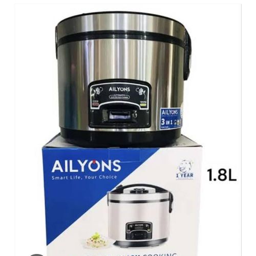 3-in-1 Deluxe Rice Cooker 1.8L – 700W Stainless Steel With Steaming, Rice Cooking And Keep-Warm Function