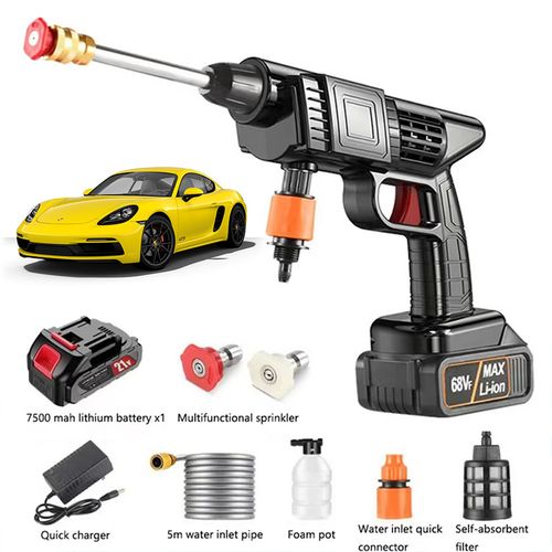 200W 50Bar Cordless High Pressure Car Washer Spray Water Gun 10000mAh Battery Kit