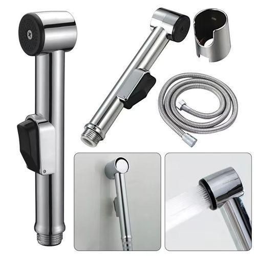 Arabic Bidet Shower Sprayer - Chrome Plastic, 10x5x3cm, Flexible Pipe Included