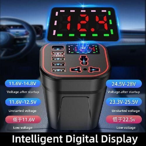 200W Car Power Inverter With 50/60Hz with digital screen display, Type c interface,3 usb interface and socket port