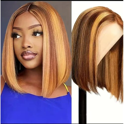 Semi human blonde Bob closure wig