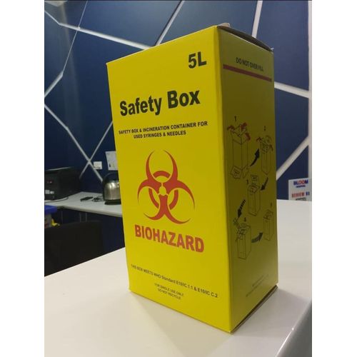 Biohazard Safety Box Sharps Container Yellow 5L Medical Waste Disposal
