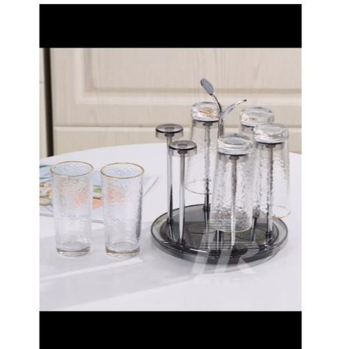 Rust Free Scratch Free Rotating 6pc Glass Tumbler Holder