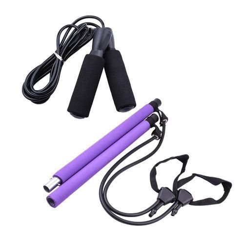 Pilates Bar Kit with Jumping Rope Stick Fitness for Home