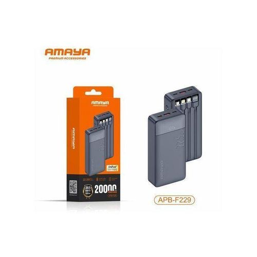 APB-F229 20000mAh 225W Fast Charging Power Bank with 4 Built-in Cables