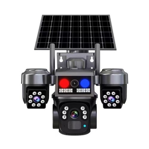 6MP solar sim card tripple lens cctv camera, motion sensor, Infrared sensor, 355 degrees tilt