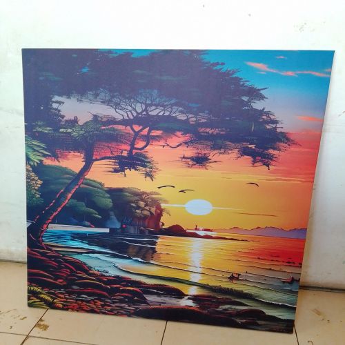 Golden Coastal Sunset – Tropical Beach Scenery Canvas Wall Art