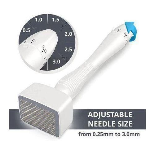 Drs 140A PIN Derma Stamp Adjustable Needle Length Microneedle Real Skin Care Beard Growth Scalp Hair Re-Growth Acne Scar Pits Dermastamp Rejuvenation Titanium Dermaroller Anti Wrinkle Therapy with 0.2/0.25/0.3/0.5/0.75/1.0/1.5/2.0/2.5/3.0mm