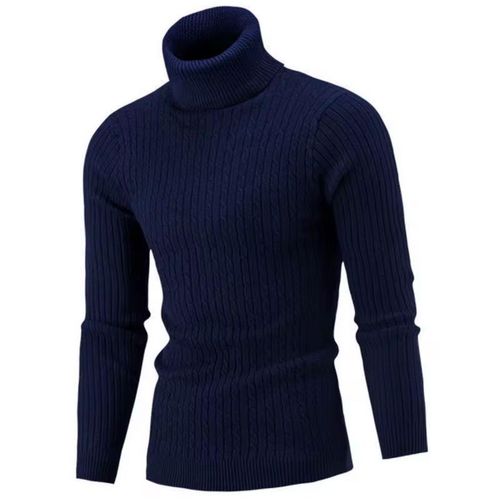 Navy blue unisex warm turtle neck sweaters