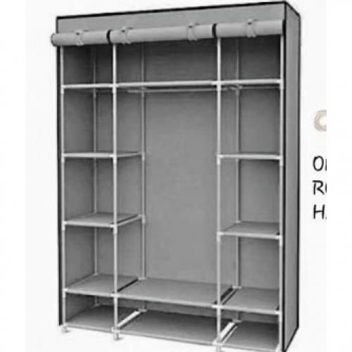 Grey Wooden Portable Wardrobe
