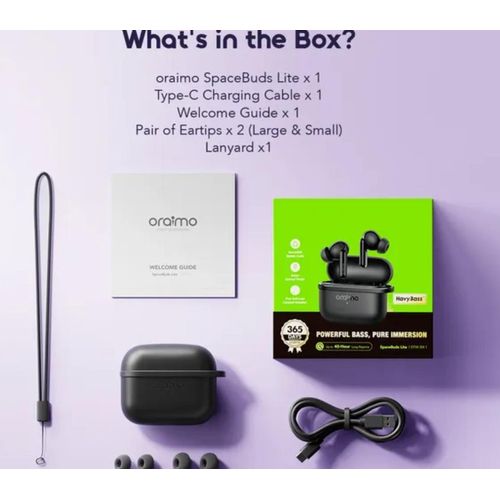 SpaceBuds Lite TWS Wireless Earbuds – True Wireless Stereo, Deep Bass, Long Battery Life, Compatible with Android & iOS