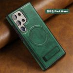 product_image_name-Generic-Green Luxury Premium Leather Magnetic Case with MagSafe Compatibility for Samsung Galaxy S22 Ultra - Elegant, Premium, Wireless Charging Friendly with Shockproof Design-3