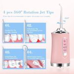 product_image_name-Generic-Portable Oral Irrigator Water Flosser Usb Water Jet Floss 4 Jet Tip 220ml 3 Modes Ipx7 1400rpm Mouth Washing Machine-Pink-5