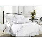 Binded White Stripped Duvet 1pc Bedsheet,2pcs Pillow cases,1pc Heavy Duvet Size: 6*7