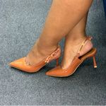 Glossy Slingback Kitten Heels