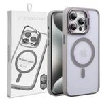 product_image_name-Generic-Grey Magsafe Compatible Stand Bracket Transparent Case with Camera Metal Ring Lens Protector for iPhone 14 Pro-1