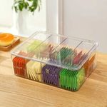product_image_name-Generic-Acrylic Tea Bag Organizer with Cover & Compartment Divider Storage Box-1