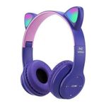 Share this product   Bluetooth Headset Cartoon Luminous Cat Ears Stereo Headset Purple